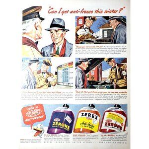 PRINT AD 1943 Dupont Anti Rust Anti-Freeze War Emergency Zerone WWII 10.5x14